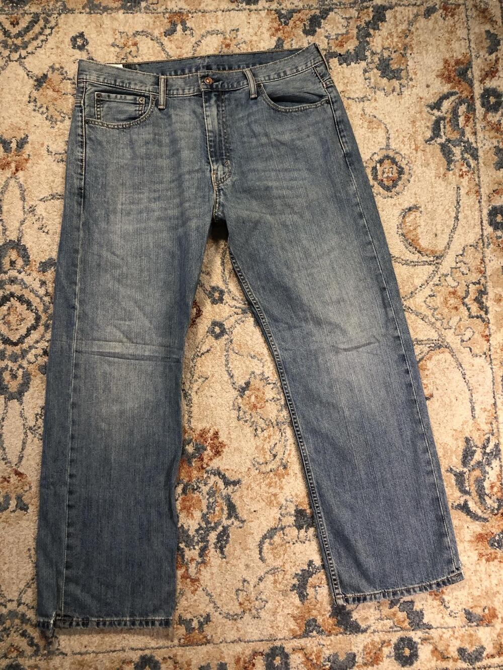 Levis 569 Jeans Mens 36x32 Blue Medium Wash Relaxed Straight Denim Pants Casual